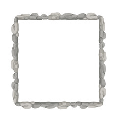 Square Stone Frame, Rocks Border. Empty Cartoon Frame Made Of Small Stones.