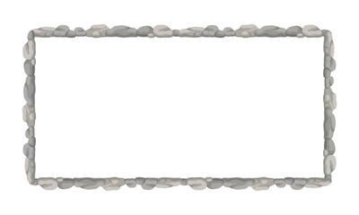 Rectangle Stone Frame, Rectangular Rocks Border. Empty Cartoon Frame Made Of Small Stones.