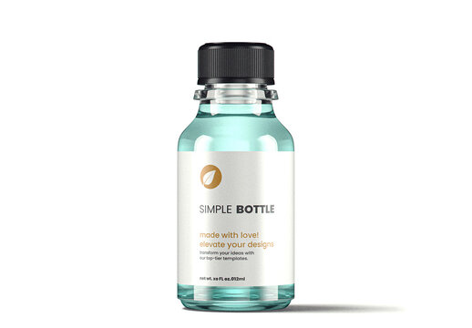 Boston Round Euro Transparent Glass Dropper Bottle Mockup 