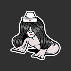 Creepy Nurse Ghost Vector Illustration perfect for sticker, decoration, icon