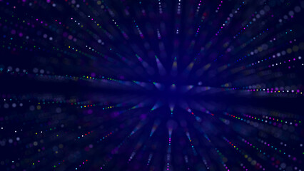Abstract bright wave of glowing particles. The flow of musical sounds. Big data visualization. 3d rendering.