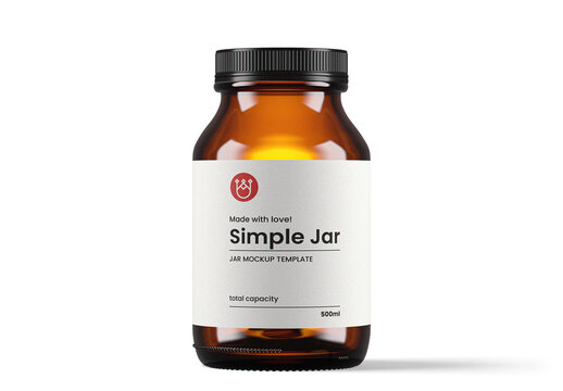 32 Oz Clear Amber Glass Jar Mockup