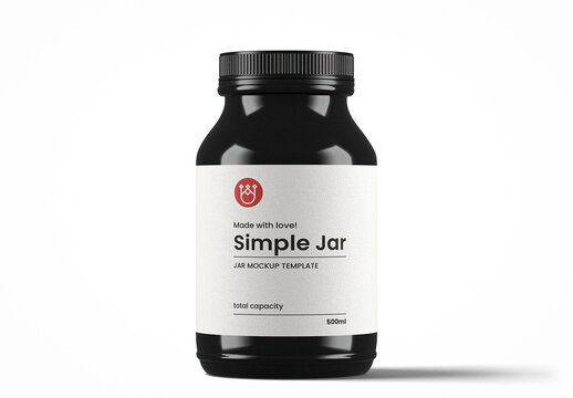 32 Oz Shiny Plastic Jar Mockup