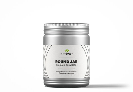 Straight-sided Aluminum Round Jar Mockup