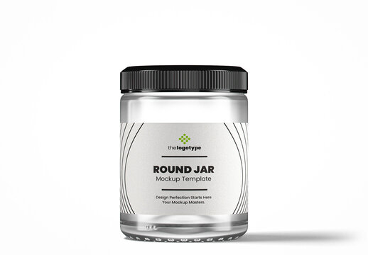 Straight-sided Frosted Glass Round Jar Mockup