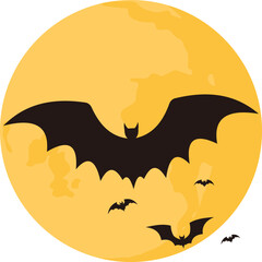 Halloween Bat With Moon
