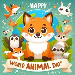 Naklejka premium World animal day collage image