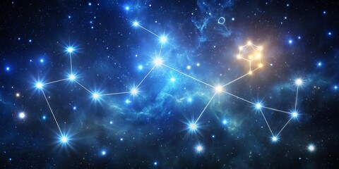 Cosmic Constellation A Starry Night with Hexagon Formation, starry night, constellation, cosmic, space