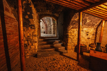 Underground under of Gothic town hall from the 14th century known for its observation tower and...