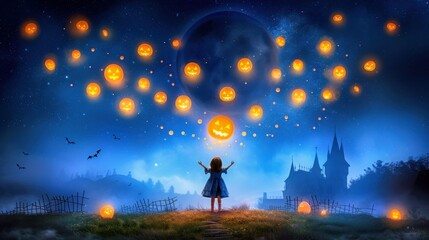 Naklejka premium Magical Sky Lanterns