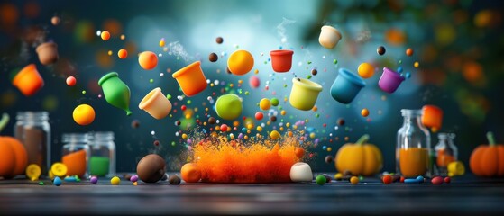 Magical Halloween Pumpkin With Flying Treats