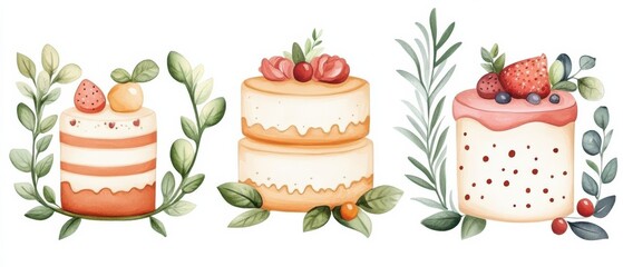 Charming Vintage Illustrations of Sweet Floral Desserts and Herbs