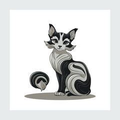 A sweet cat and Hand drawn vector illustration