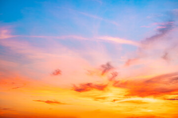 Beautiful , luxury soft gradient orange gold clouds and sunlight on the blue sky perfect for the...