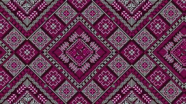 Tatreez pattern. Palestinian traditional embroidery horizontal loop.