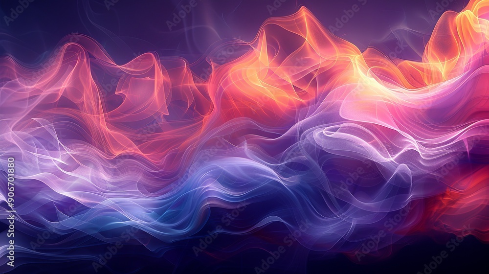 Sticker Abstract background showcasing dynamic fluid shapes and smoke patterns, offering a sense of depth and movement perfect for artistic and commercial purposes. high resolution Illustration, in the style