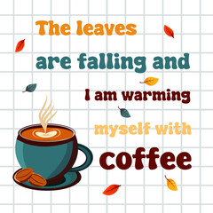 Lettering, Welcome Autumn Banner. Handwritten Autumn Season Slogan. Autumn Phrase with Cute Cozy Design Elements