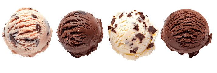 Chocolate ice cream ball isolate on Transparency Background