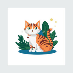 A sweet cat and Hand drawn vector illustration