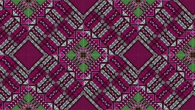 Tatreez pattern. Palestinian traditional embroidery horizontal loop.