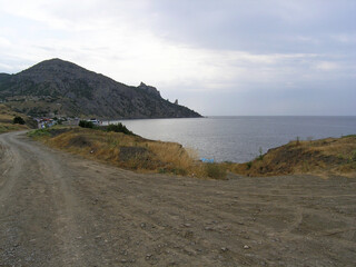 View of Kutlaktskaya Bay and the wild beach of Vesyoloye Village near Sudak