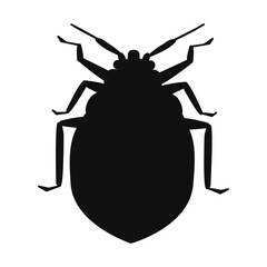 Illustration of bed bug silhouette. Black and white.