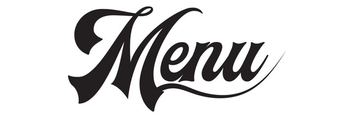 Menu hand lettering, brush calligraphy.  Handwritten typography design. isolated on white background Vector illustration. EPS 10/AI