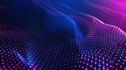 Futuristic Moving Dots Particles Array on Technology Background. AI Virtual Futuristic Technology and Science, Hi-tech and Big Data Visualization for Brochures, Flyers, Magazine, Card, and Banner