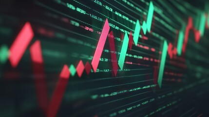Obraz premium Step graph Green arrow up and red arrow down
