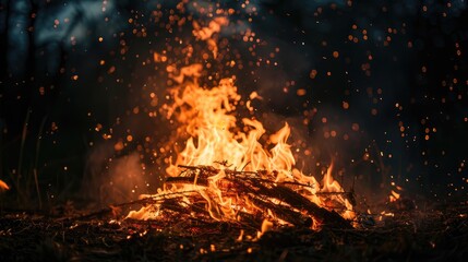 Intense fire against darkness