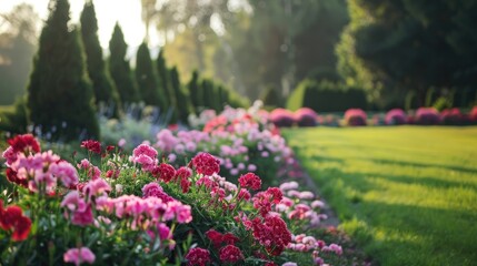 Obraz premium Growing Popularity of Ornamental Gardens featuring Dianthus Flowers in Parks