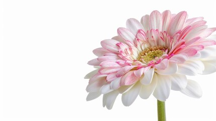 Isolated pink and white gerbera daisy on white backdrop