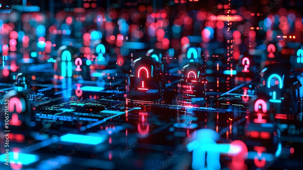 Poster a cyber attack or cybersecurity concept. abstract digital hacker teams are hacking system. polygonal