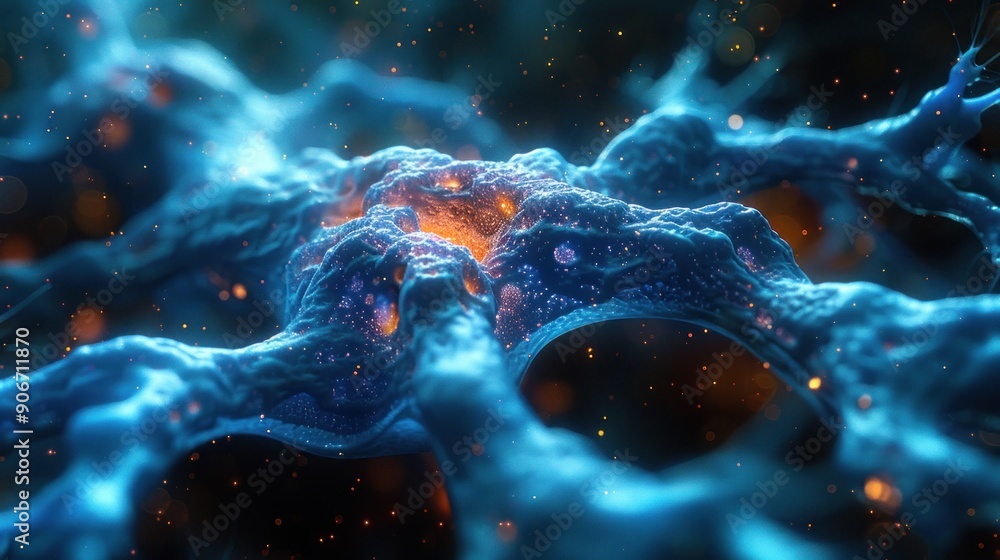 Poster abstract microscopic visualization of a neuron cell