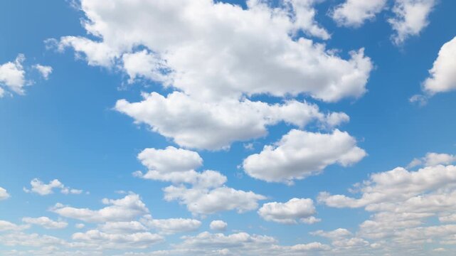 beautiful blue sky with soft white clouds timelapse for abstract background

