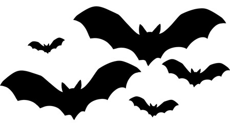 Clipart illustration, group of bats, Halloween decorations. Bat clipart