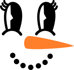 Smiling Snowman Face Vector Graphic Illustration 