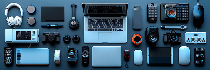 Modern technology equipment icons in isometric style. Perfect for IT services.