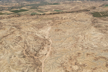 Aerial view of the Abanilla desert or Mahoya Desert in Murcia, Spain