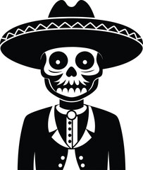 dia de muertos silhouette illustration black and white