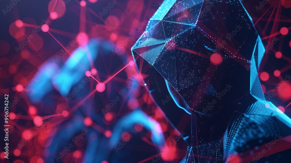 Poster a cyber attack or cybersecurity concept. abstract digital hacker teams are hacking system. polygonal