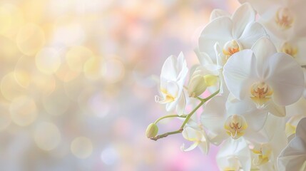 Obraz premium Close up of white Phalaenopsis Orchid on a soft backdrop