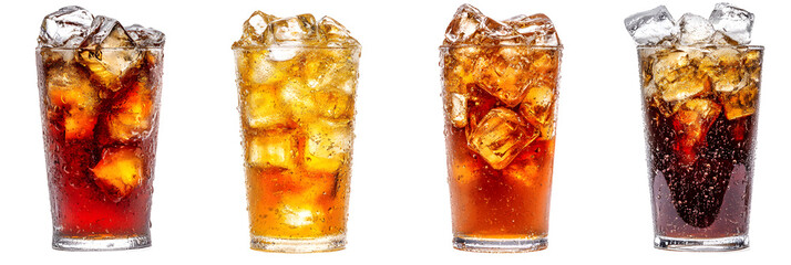 Cold brown drink ice with bubble gas isolate on Transparency Background