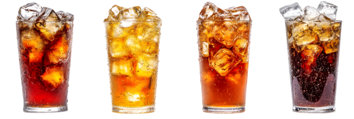 Cold brown drink ice with bubble gas isolate on Transparency Background