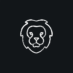 Lion chalk icon. Vector isolated black illustration.