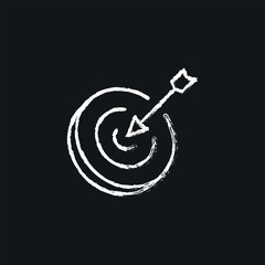 Arrow and target chalk icon. Vector isolated black illustration.