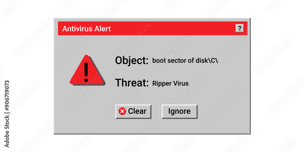 Poster antivirus alert red notification. danger malware detected. red error message on screen.