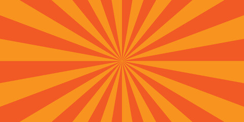 Abstract orange and yellow rays sunburst background. Modern seamless retro vintage burst sunrise sunbeam element spiral striped illustration sunray template wallpaper design.