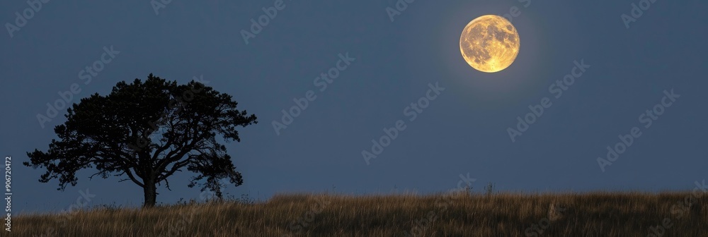 Wall mural Supermoon Night Photo at Perigee Point Rare Celestial Phenomenon