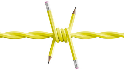 3D Pencils Twisted as Barbed Wire Illustration